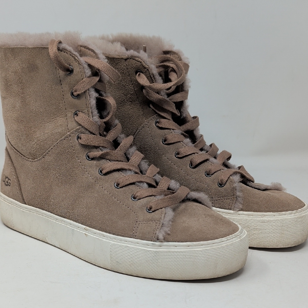 UGG Beige Suede High-Top Sneakers